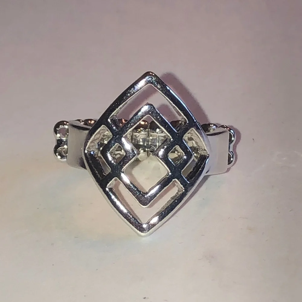 Silver Tone Geometric Openwork Boho Ring
